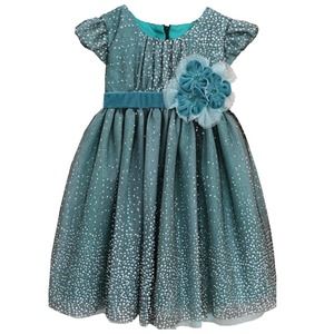 12m Isobella & Chloe Baby Girls Holiday Winter Sparkle Green Velvet Fancy Dress